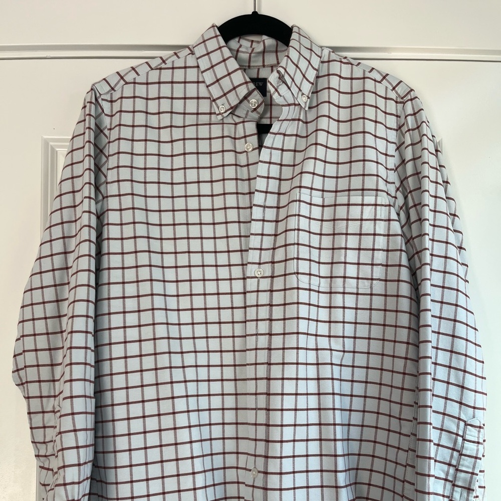 J. Crew Light Blue and Brown Grid Pattern Shirt